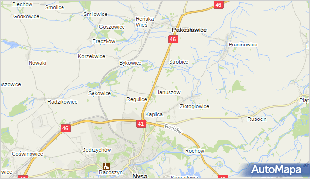 mapa Hanuszów, Hanuszów na mapie Targeo