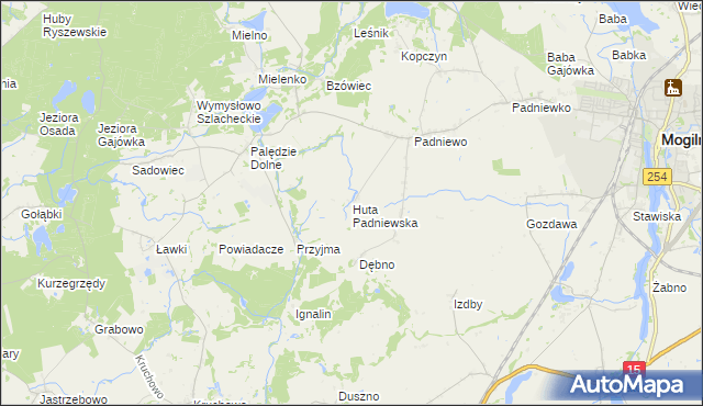 mapa Huta Padniewska, Huta Padniewska na mapie Targeo