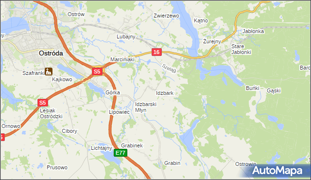 mapa Idzbark, Idzbark na mapie Targeo
