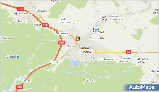 mapa Janów Lubelski, Janów Lubelski na mapie Targeo