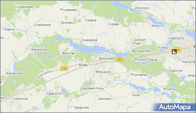 mapa Jerzykowo gmina Pobiedziska, Jerzykowo gmina Pobiedziska na mapie Targeo