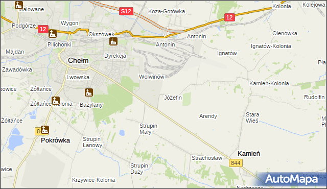 mapa Józefin gmina Kamień, Józefin gmina Kamień na mapie Targeo