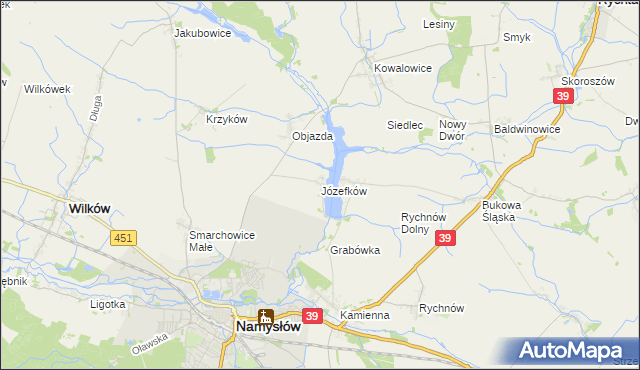 mapa Józefków gmina Namysłów, Józefków gmina Namysłów na mapie Targeo