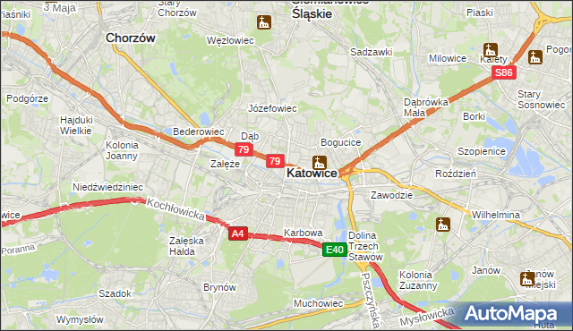 mapa Katowic, Katowice na mapie Targeo