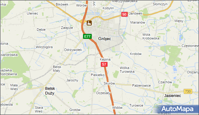 mapa Kępina gmina Grójec, Kępina gmina Grójec na mapie Targeo
