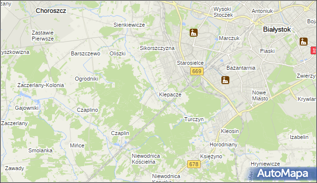 mapa Klepacze gmina Choroszcz, Klepacze gmina Choroszcz na mapie Targeo
