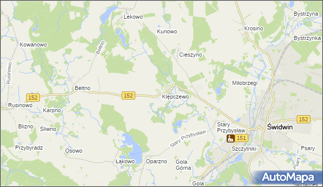mapa Klępczewo, Klępczewo na mapie Targeo