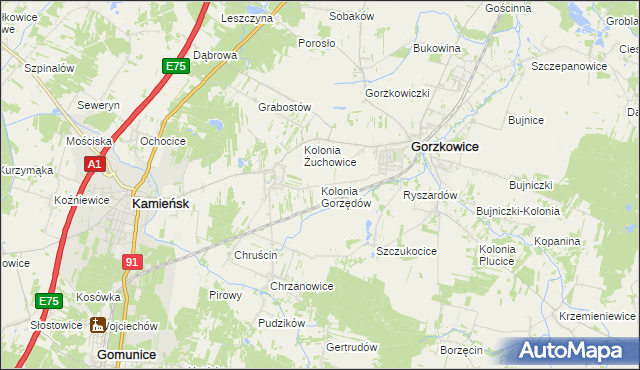 mapa Kolonia Gorzędów, Kolonia Gorzędów na mapie Targeo