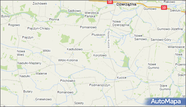 mapa Korytowo gmina Dzierzążnia, Korytowo gmina Dzierzążnia na mapie Targeo