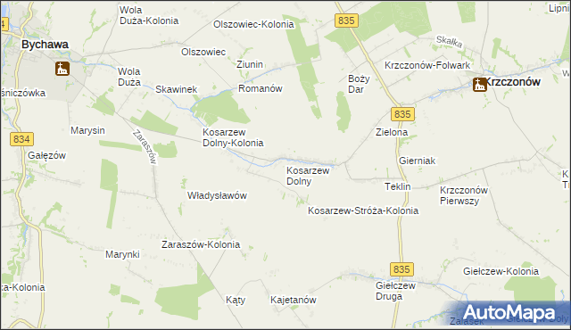 mapa Kosarzew Dolny, Kosarzew Dolny na mapie Targeo