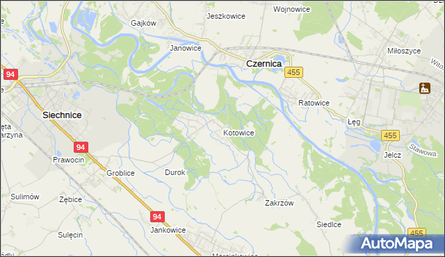 mapa Kotowice gmina Siechnice, Kotowice gmina Siechnice na mapie Targeo