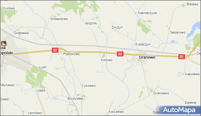 mapa Kotowo gmina Granowo, Kotowo gmina Granowo na mapie Targeo
