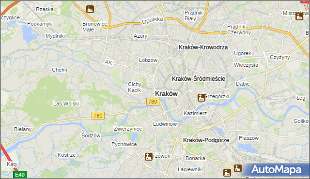 mapa Krakowa, Kraków na mapie Targeo