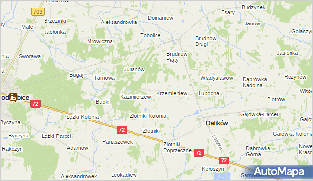 mapa Krzemieniew, Krzemieniew na mapie Targeo