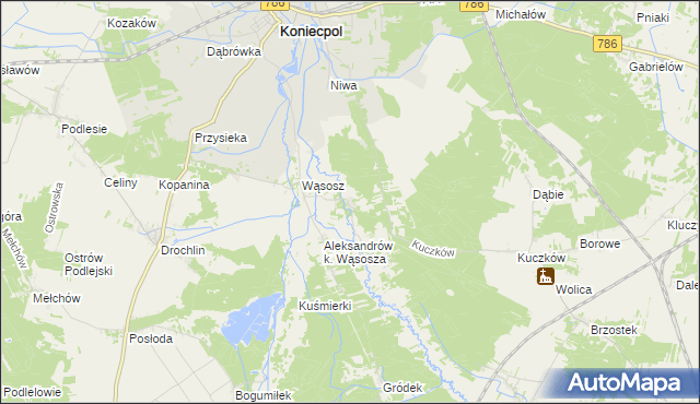 mapa Kuźnica Wąsowska, Kuźnica Wąsowska na mapie Targeo