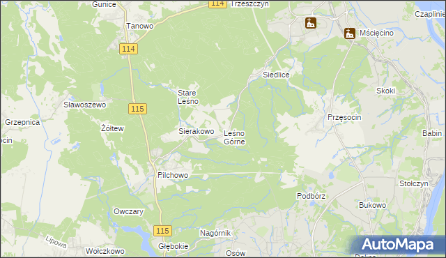 mapa Leśno Górne, Leśno Górne na mapie Targeo