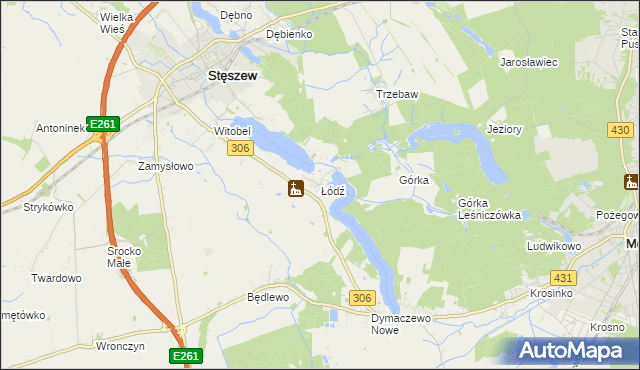 mapa Łódź gmina Stęszew, Łódź gmina Stęszew na mapie Targeo