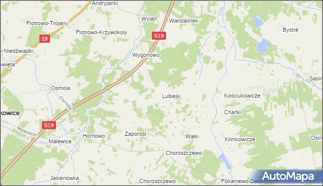 mapa Lubiejki, Lubiejki na mapie Targeo