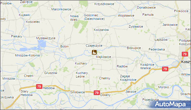 mapa Majkowice gmina Nowe Brzesko, Majkowice gmina Nowe Brzesko na mapie Targeo