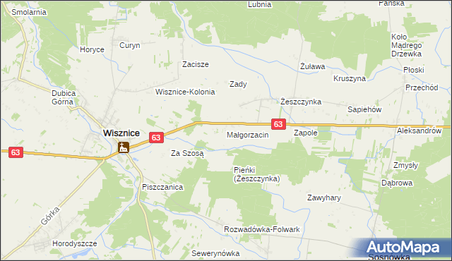 mapa Małgorzacin gmina Wisznice, Małgorzacin gmina Wisznice na mapie Targeo