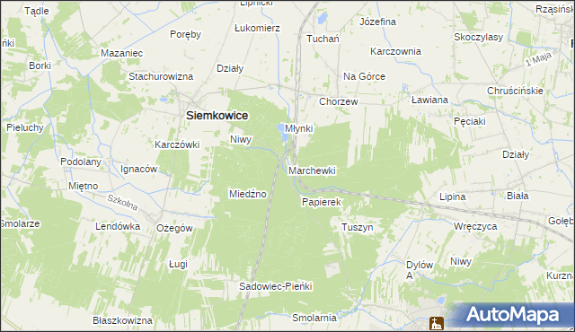 mapa Marchewki gmina Siemkowice, Marchewki gmina Siemkowice na mapie Targeo