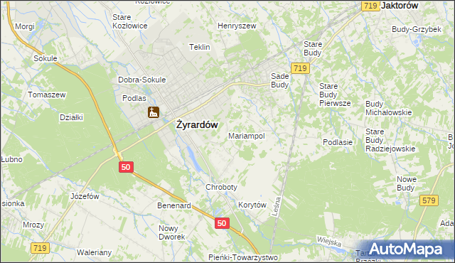 mapa Mariampol gmina Jaktorów, Mariampol gmina Jaktorów na mapie Targeo