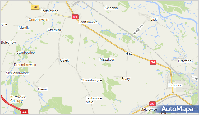 mapa Maszków gmina Oława, Maszków gmina Oława na mapie Targeo
