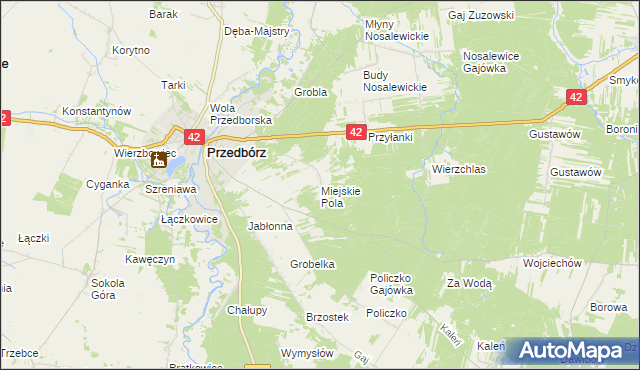 mapa Miejskie Pola, Miejskie Pola na mapie Targeo