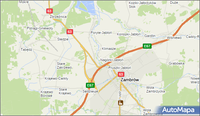 mapa Nagórki-Jabłoń, Nagórki-Jabłoń na mapie Targeo