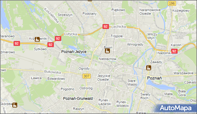 mapa Niestachów gmina Poznań, Niestachów gmina Poznań na mapie Targeo