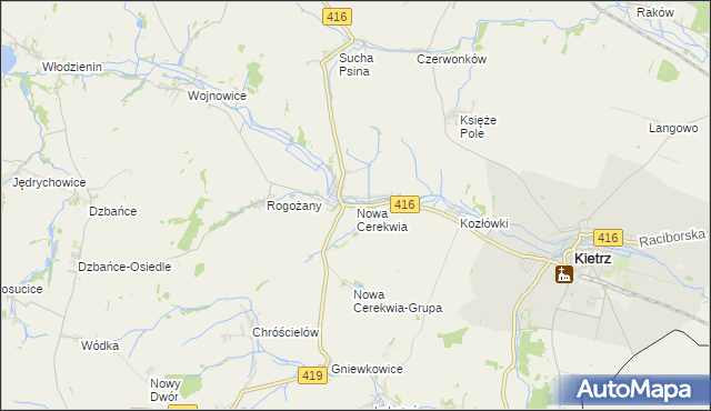 mapa Nowa Cerekwia, Nowa Cerekwia na mapie Targeo