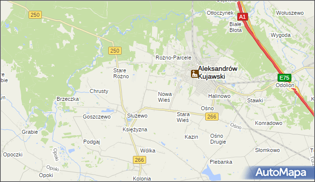 mapa Nowa Wieś gmina Aleksandrów Kujawski, Nowa Wieś gmina Aleksandrów Kujawski na mapie Targeo