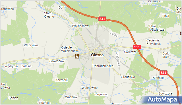 mapa Olesno, Olesno na mapie Targeo