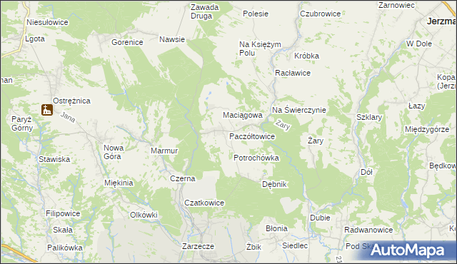 mapa Paczółtowice, Paczółtowice na mapie Targeo