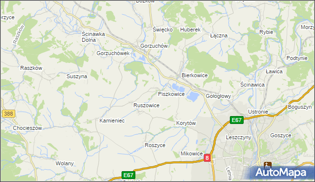 mapa Piszkowice, Piszkowice na mapie Targeo