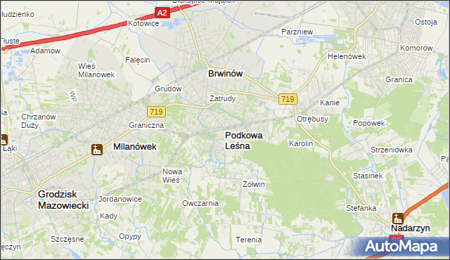 mapa Podkowa Leśna, Podkowa Leśna na mapie Targeo