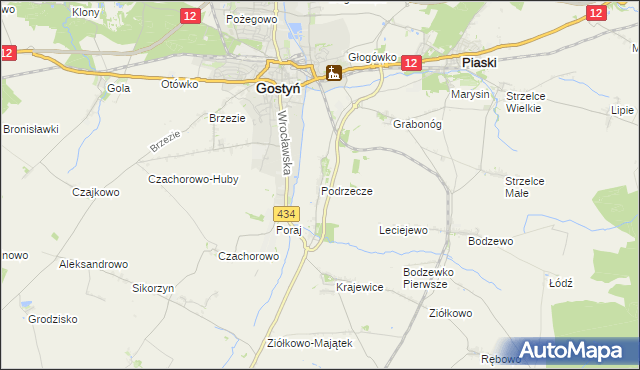 mapa Podrzecze gmina Piaski, Podrzecze gmina Piaski na mapie Targeo