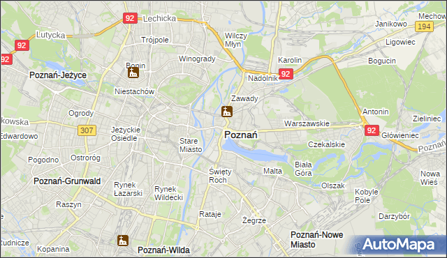 mapa Poznania, Poznań na mapie Targeo