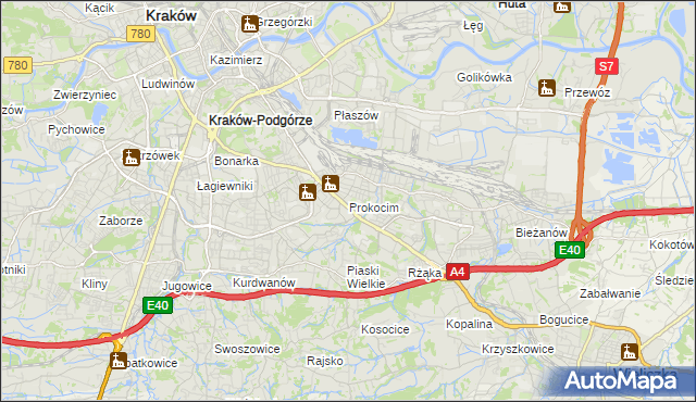 mapa Prokocim, Prokocim na mapie Targeo