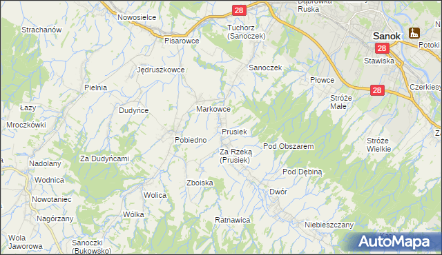 mapa Prusiek, Prusiek na mapie Targeo