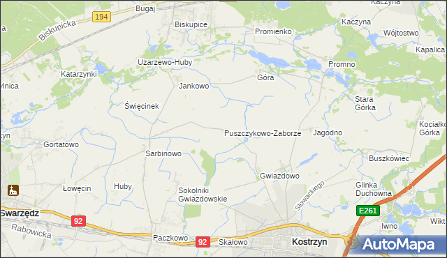 mapa Puszczykowo-Zaborze, Puszczykowo-Zaborze na mapie Targeo