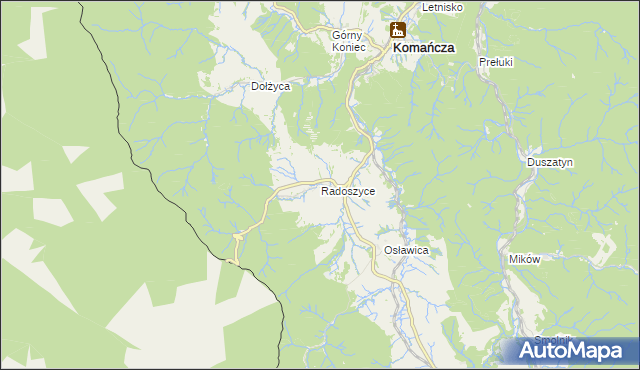 mapa Radoszyce gmina Komańcza, Radoszyce gmina Komańcza na mapie Targeo
