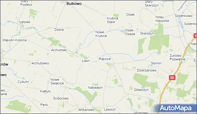mapa Rąkcice, Rąkcice na mapie Targeo