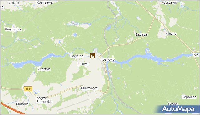 mapa Rosnowo gmina Manowo, Rosnowo gmina Manowo na mapie Targeo
