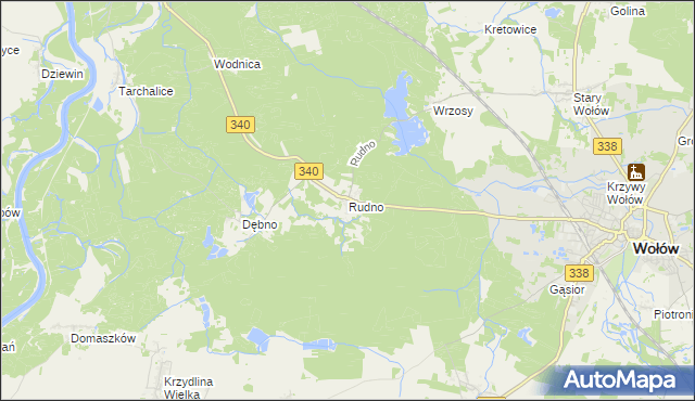 mapa Rudno gmina Wołów, Rudno gmina Wołów na mapie Targeo