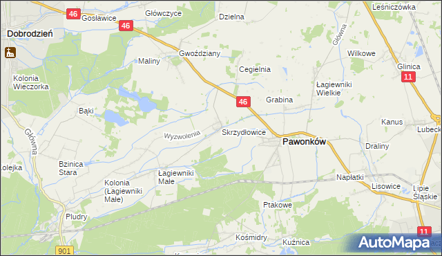 mapa Skrzydłowice, Skrzydłowice na mapie Targeo