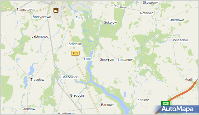 mapa Smolęcin gmina Gryfice, Smolęcin gmina Gryfice na mapie Targeo