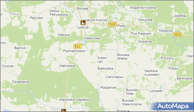 mapa Średni Łan, Średni Łan na mapie Targeo