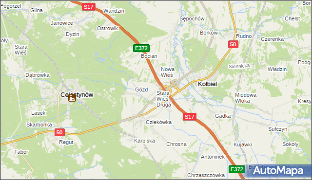 mapa Stara Wieś Druga gmina Kołbiel, Stara Wieś Druga gmina Kołbiel na mapie Targeo