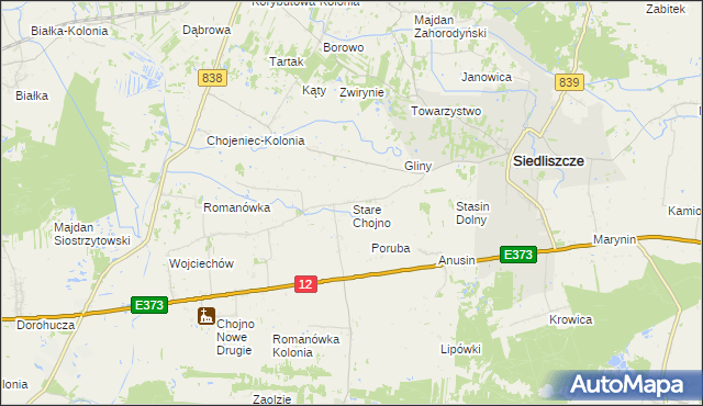 mapa Stare Chojno, Stare Chojno na mapie Targeo